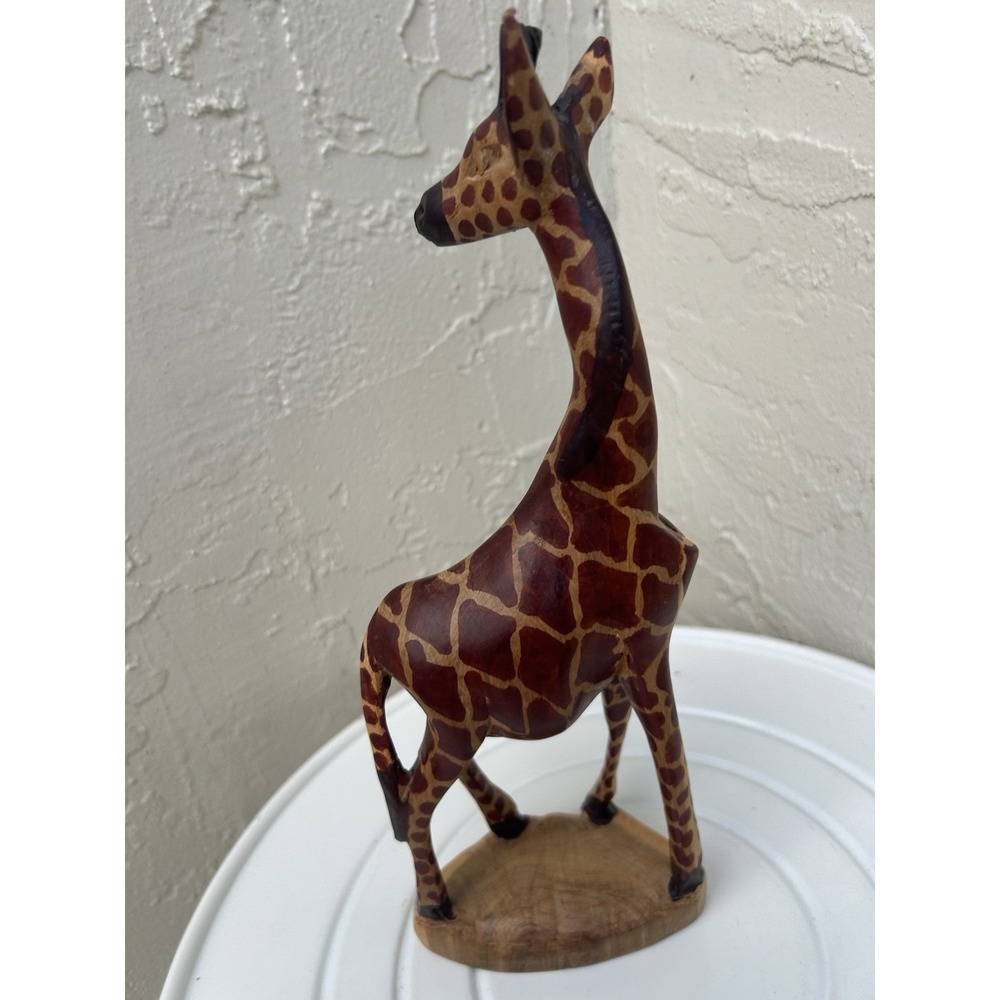 vintage hand-carved mahogany wood giraffe sculpture from Africa.
